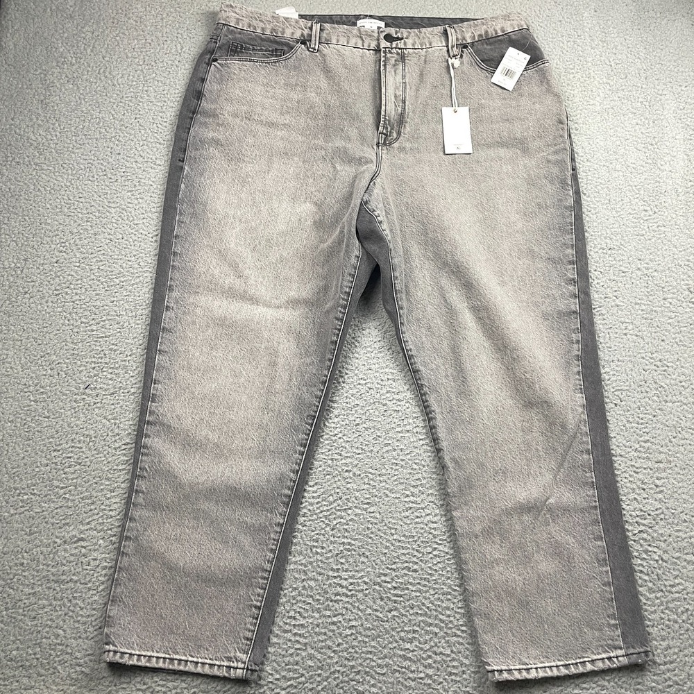 Good American Jeans Womens 16 Black Good Vintage Two Tone Straight High Rise NWT